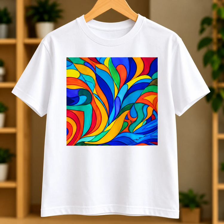 Nadeem Shaikh Foot Artist – Abstract Colorful Waves Art T-Shirt