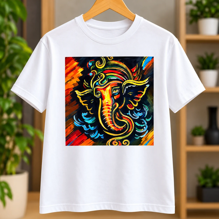 Nadeem Shaikh Foot Artist – Colorful Lord Ganesha Art T-Shirt