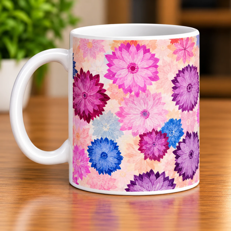 Nadeem Shaikh Foot Artist – Colourful Floral Ceramic Mug