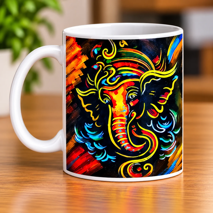 Nadeem Shaikh Foot Artist – Colourful Lord Ganesha Ceramic Mug