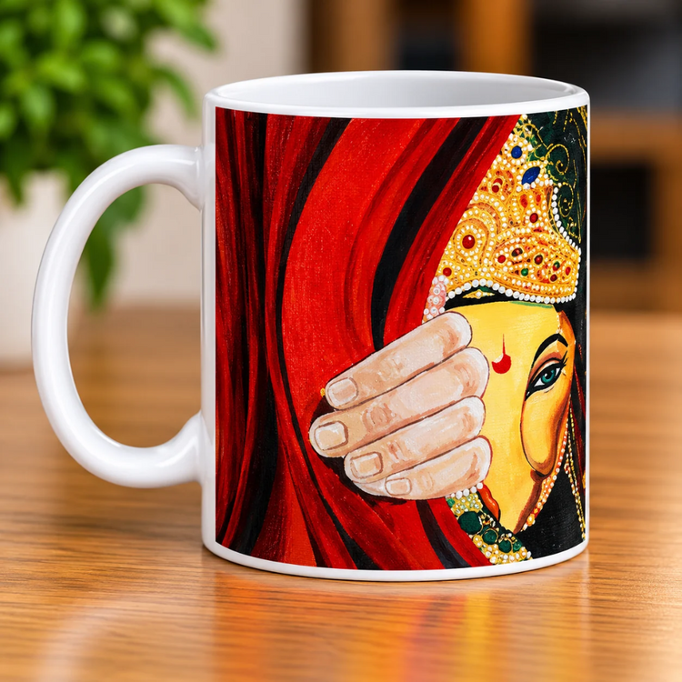 Nadeem Shaikh Foot Artist – Traditional Indian Goddess Portrait Ceramic Mug