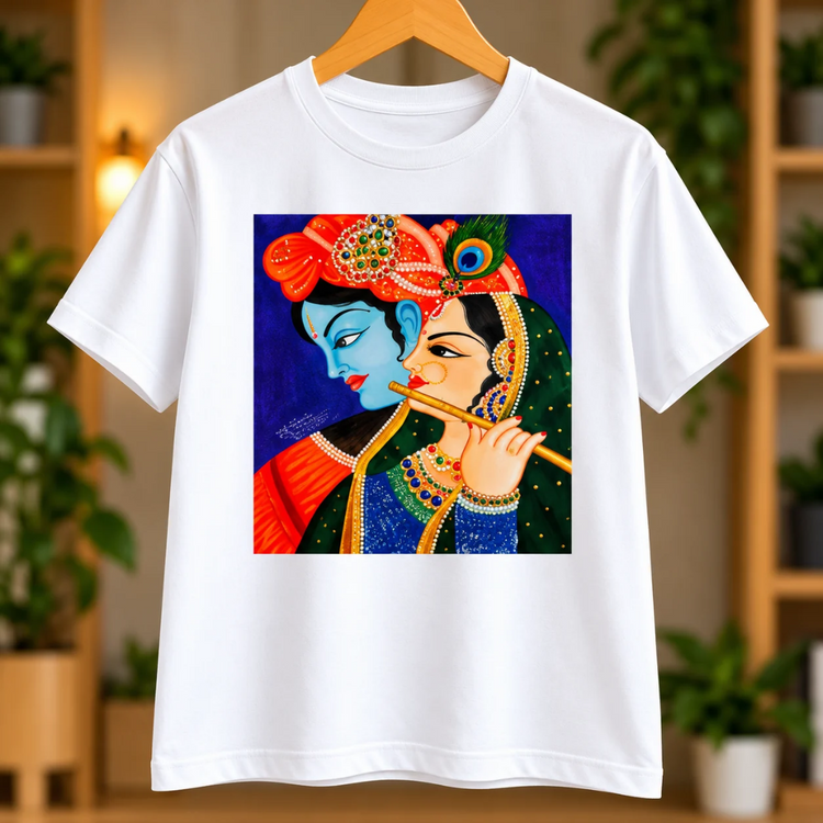 Nadeem Shaikh Foot Artist – Radha Krishna Artistic Print T-Shirt