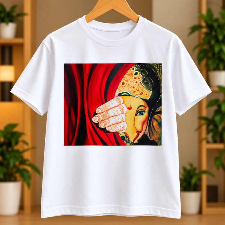 Nadeem Shaikh Foot Artist – Red Veil Woman Portrait Art T-Shirt